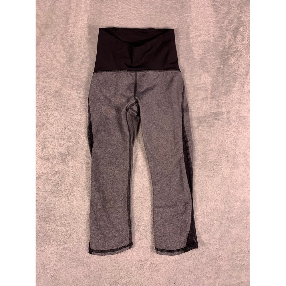 Lululemon Leggings In the Flow Crop Womens Size 2 Gray Moisture Wicking Stretch